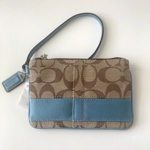 NWT Coach Blue/Brown Wristlet